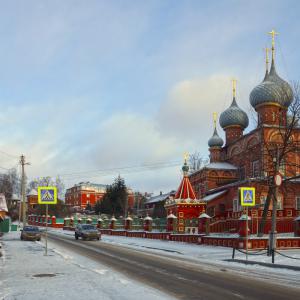 Кострома, справа церковь Воскресения на Дебре. Декабрь 2015 г. Фото: Анатолий Максимов.