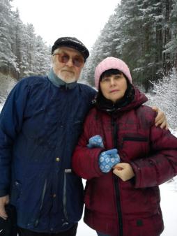 Анатолий Тимофеевич Вехотко с женой Мариной Бойковой-Гальяни. Большая Вишера, 2012 г.